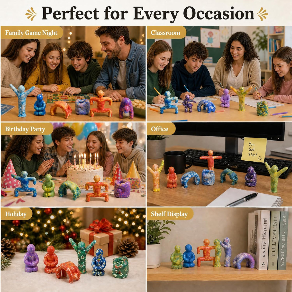 Chameleon Figurines Paintable PLA Set of 8