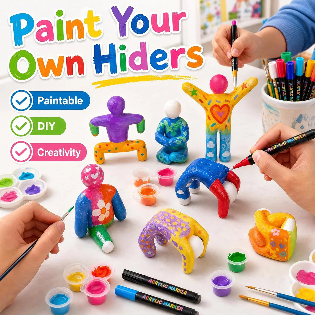 Chameleon Figurines Paintable PLA Set of 8