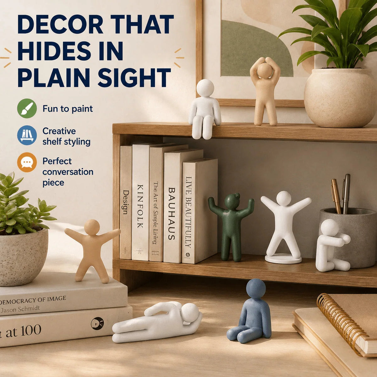 Chameleon Figurines Paintable PLA Set of 8