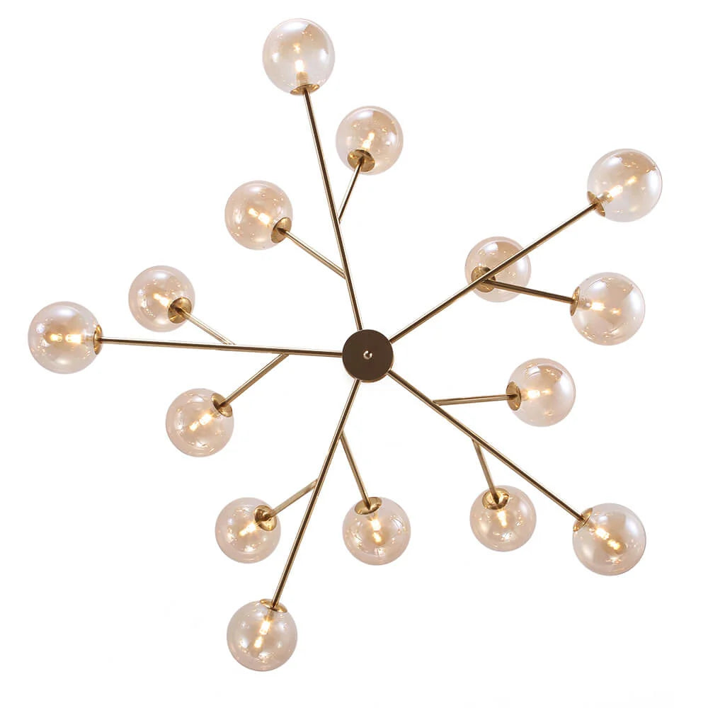 Chandelier 15 Glass Globes Adjustable Height & Sloped Ceiling Compatible