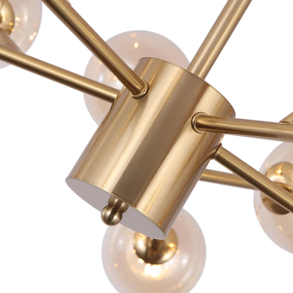 Chandelier 15 Glass Globes Adjustable Height & Sloped Ceiling Compatible