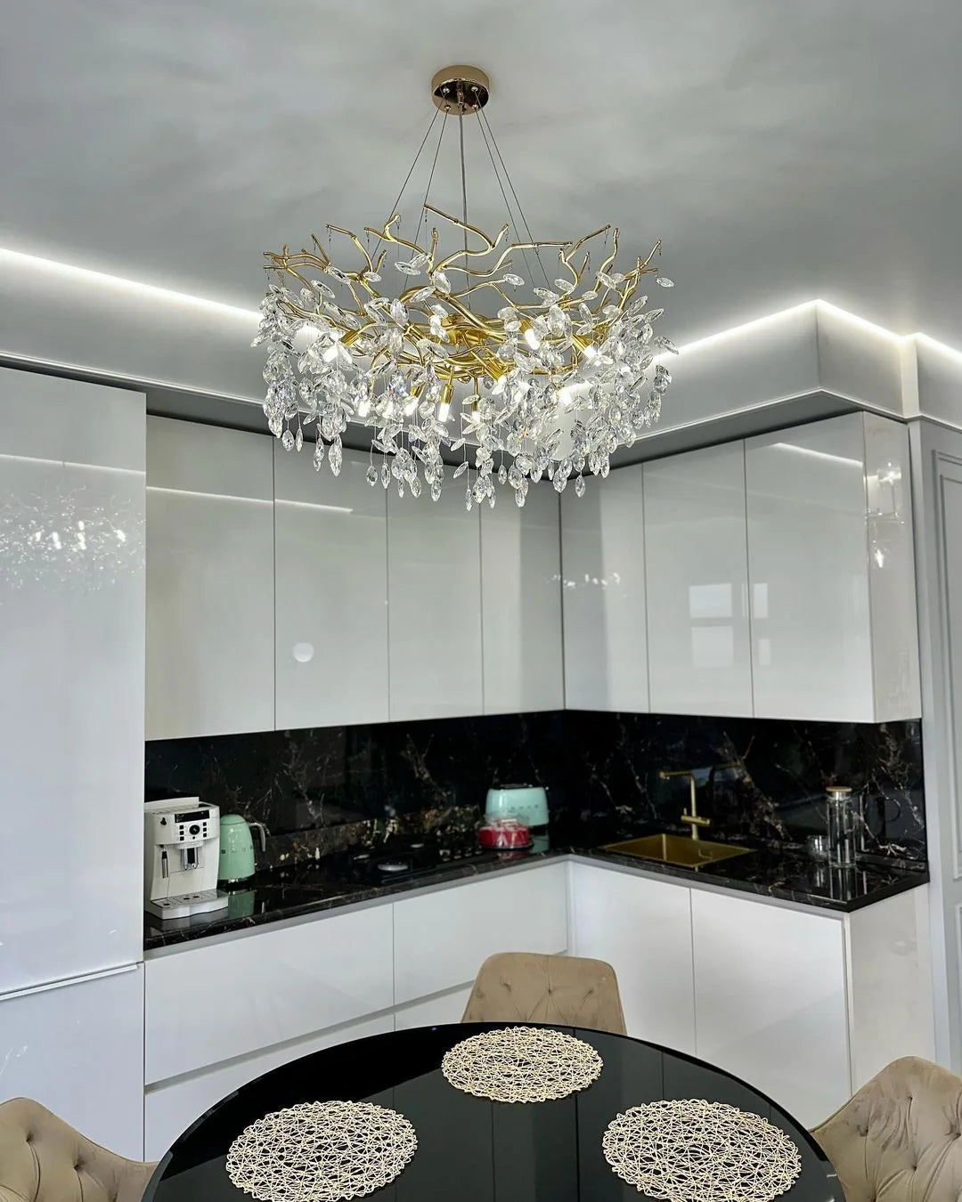 Chandelier Crystal Branch Design With LED Bulbs