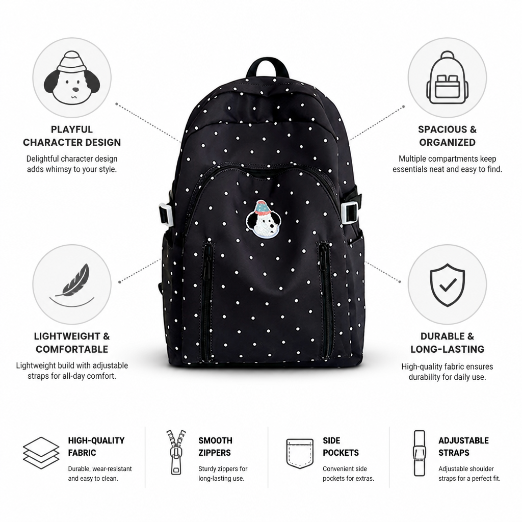 Character-Themed Lightweight School Backpack
