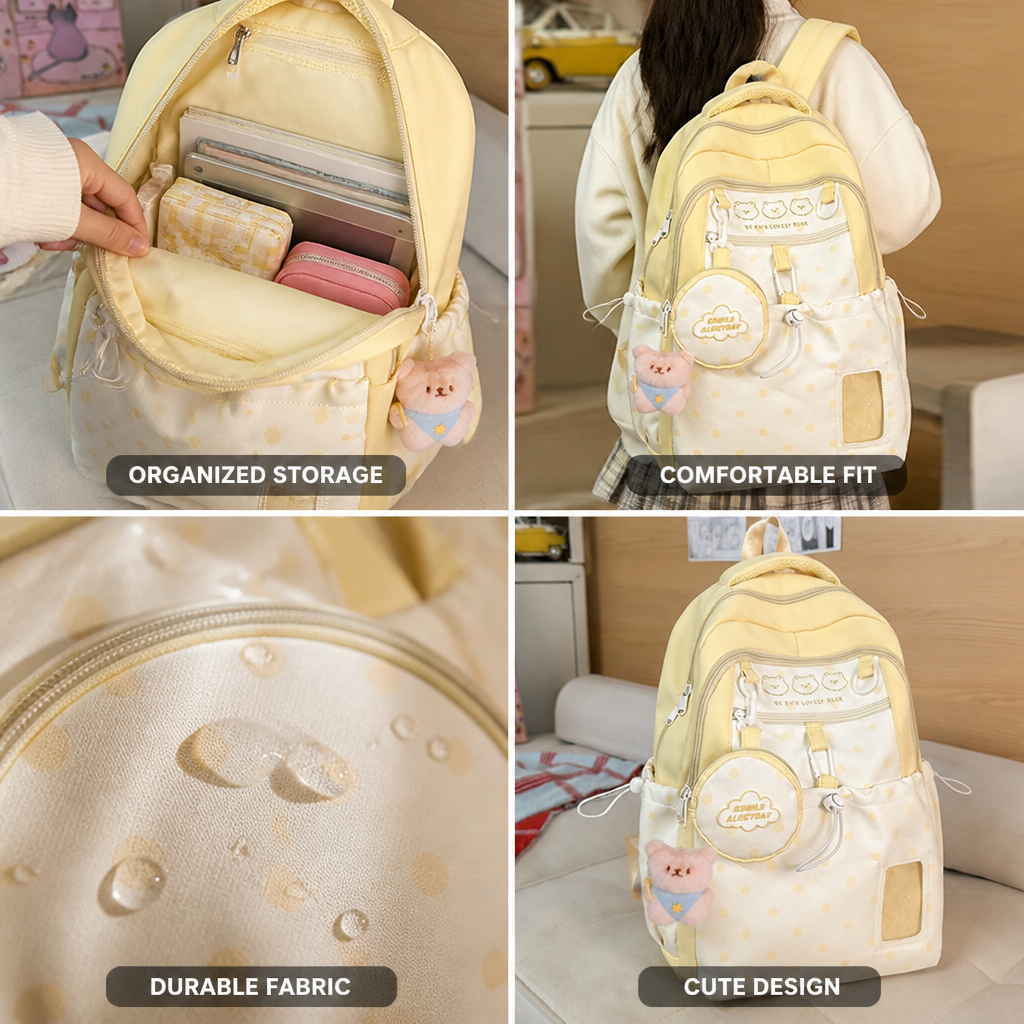 Character-Themed Multi-Pocket Kids Backpack