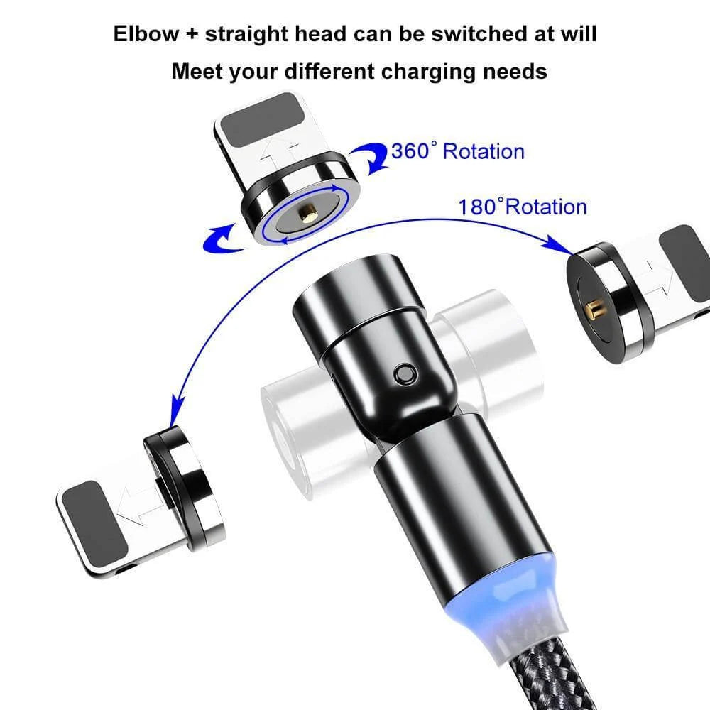 Charging Cable Magnetic Rotating 2.4A LED Indicator