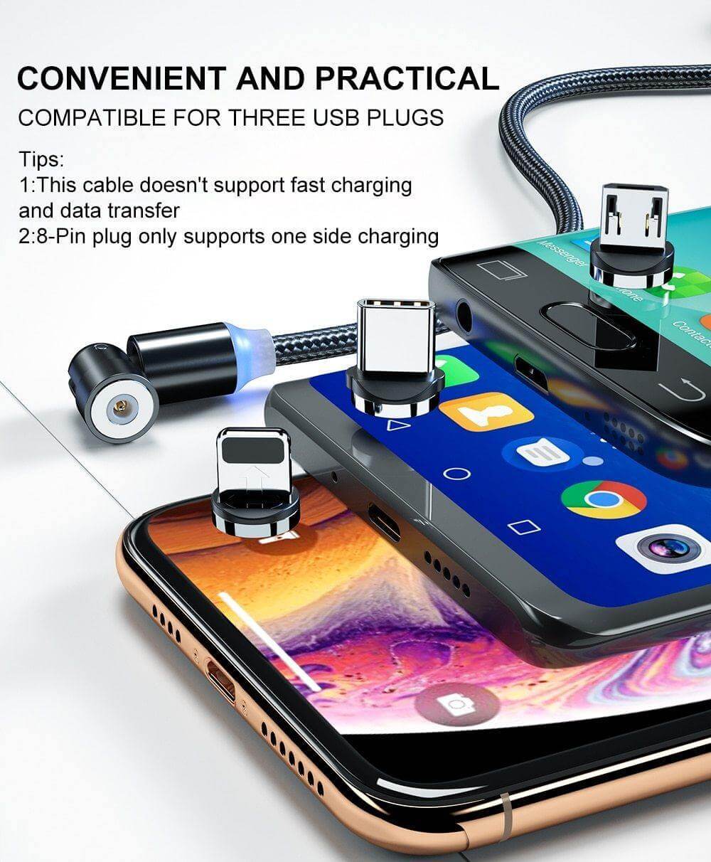 Charging Cable Magnetic Rotating 2.4A LED Indicator