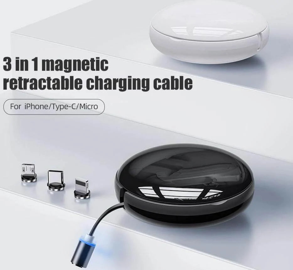 Charging Cable Retractable Magnetic 3-In-1