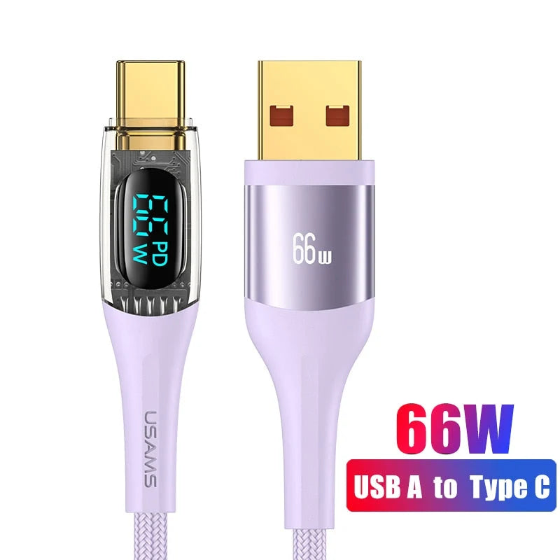 Charging Cable USB-C LED Power Display Fast Charging