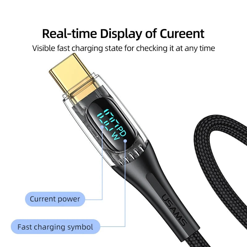 Charging Cable USB-C LED Power Display Fast Charging