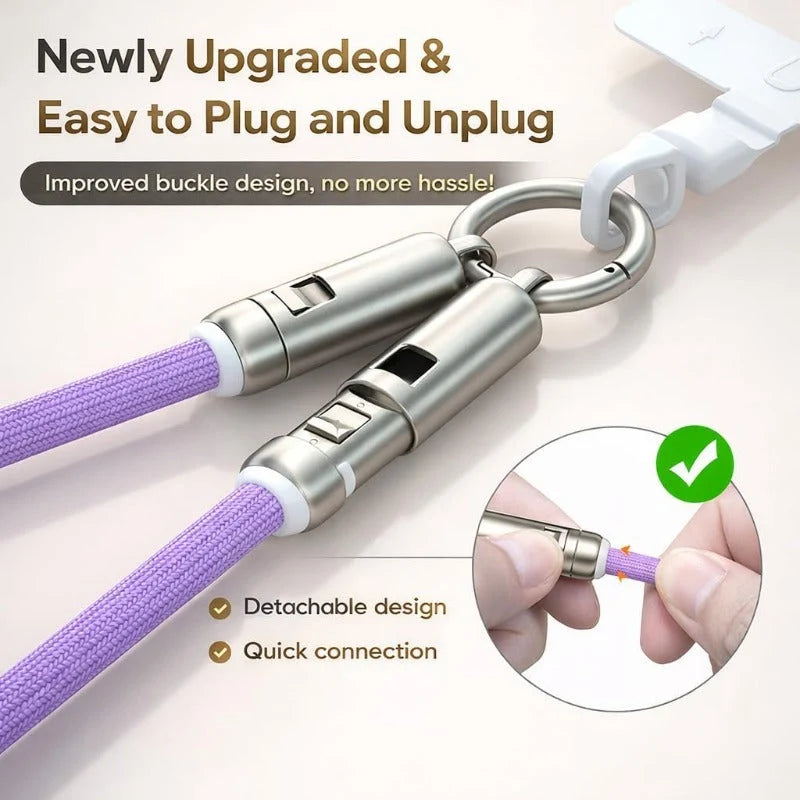 Charging Cable Wrist Lanyard Braided Nylon 240W Fast Charging