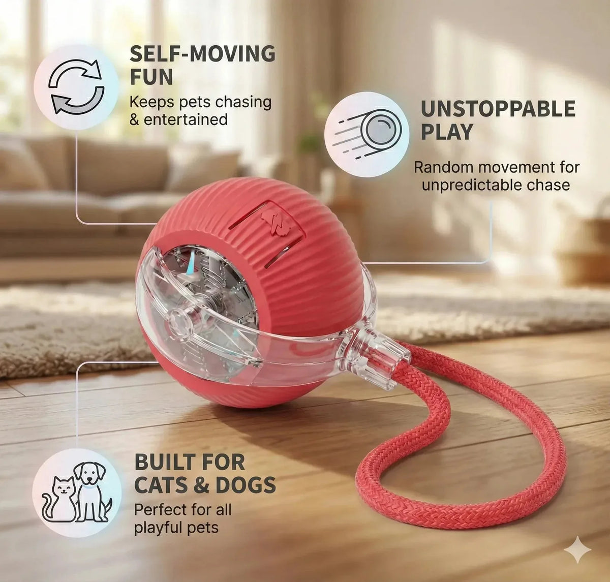 Chase Ball Motion-Activated Light-Up USB Rechargeable