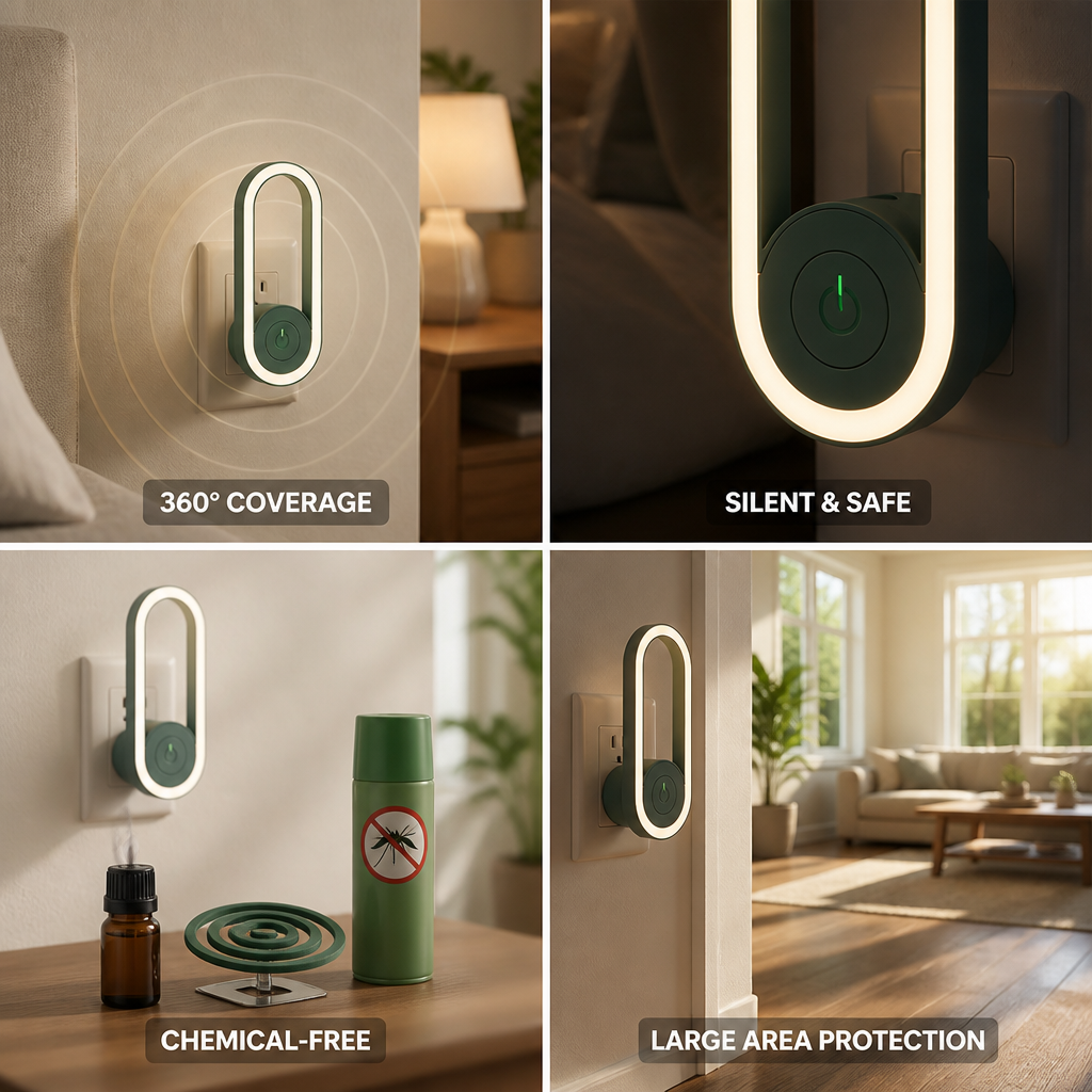 Chemical-Free 360° Ultrasonic Mosquito Repeller (Plug-In)