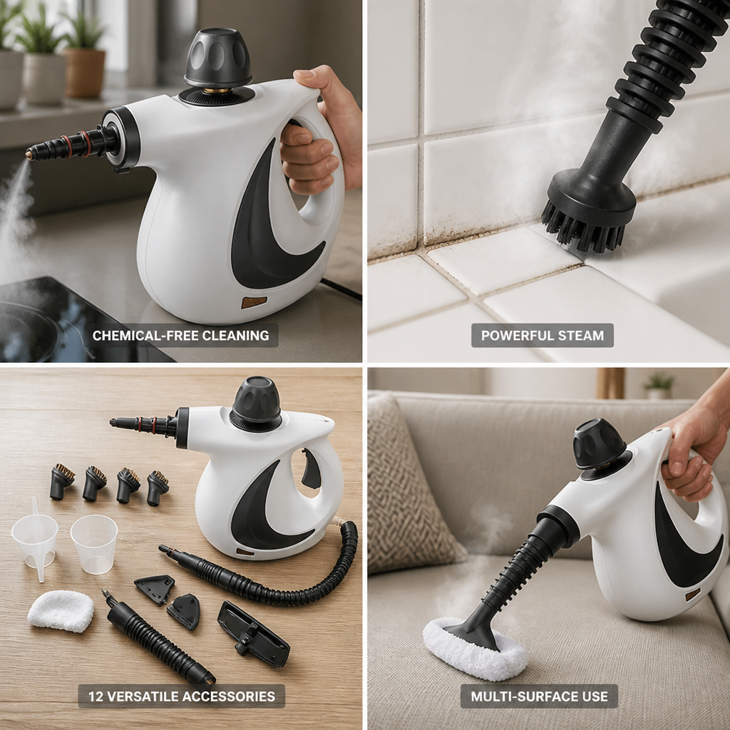 Chemical-Free High-Pressure Handheld Steam Cleaner (12 Accessories)