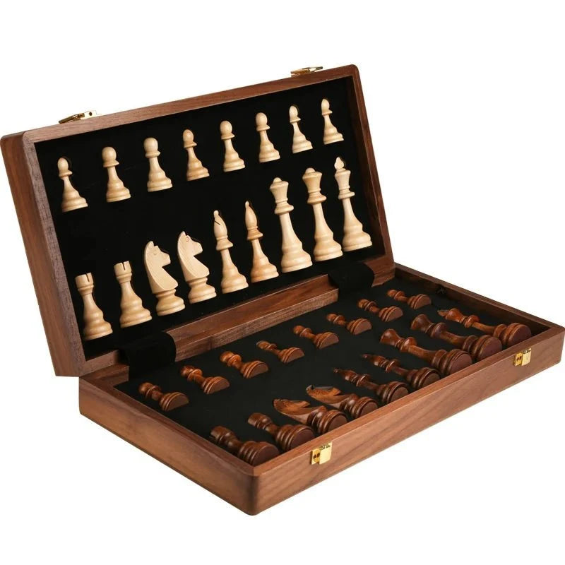 Chess Set Solid Walnut Folding Board