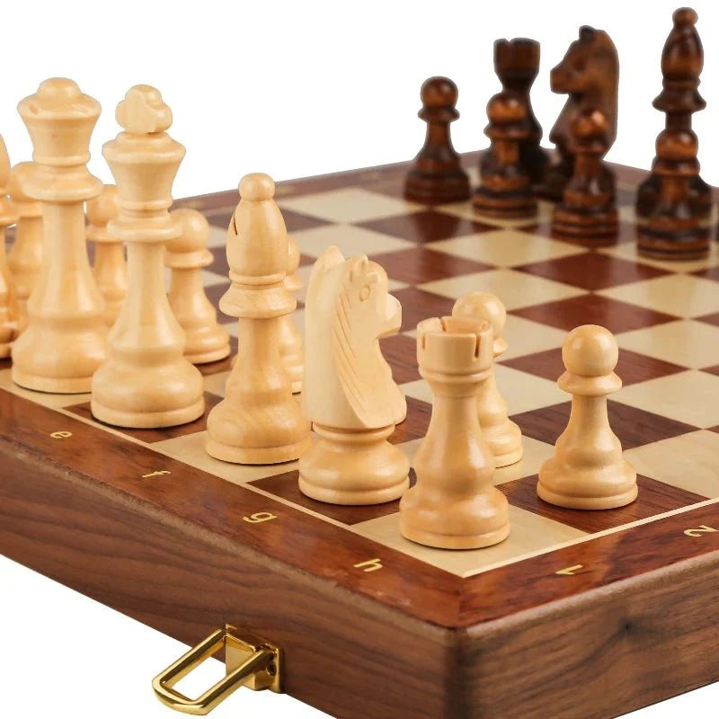 Chess Set Solid Walnut Folding Board