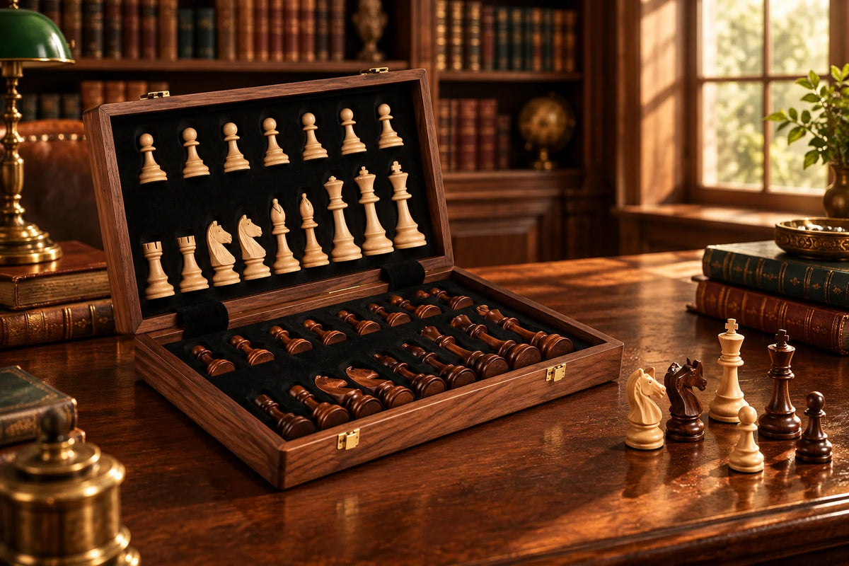 Chess Set Solid Wood Folding Board Integrated Storage