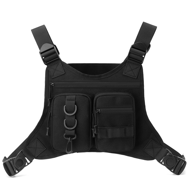 Chest Harness Water-Resistant Multiple Zippered Pockets Adjustable Straps