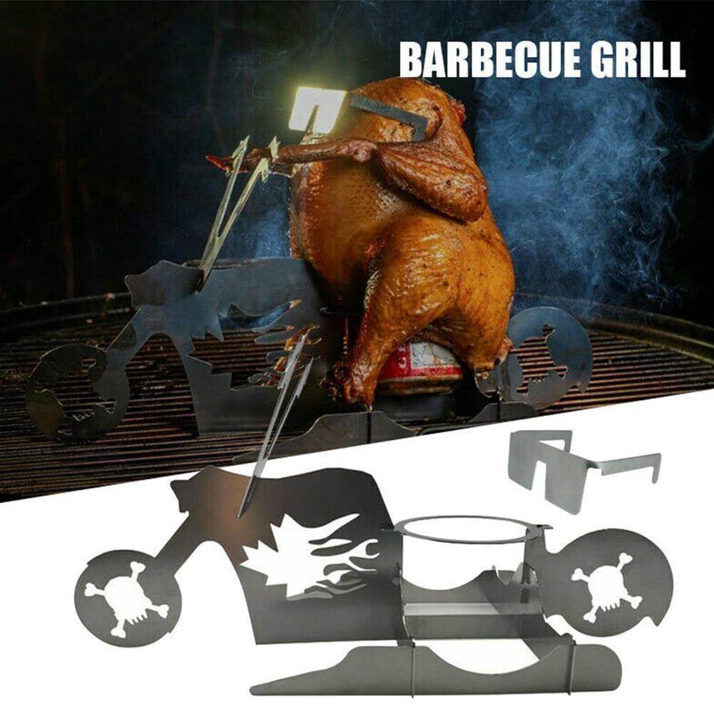 Chicken Grill Stand Stainless Steel Motorcycle Design