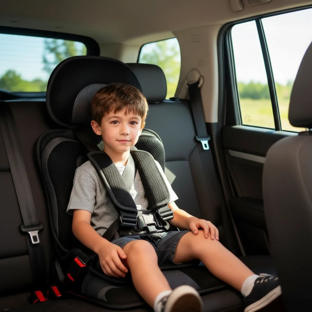 Child Car Booster Seat Foldable Built-In 5-Point Harness