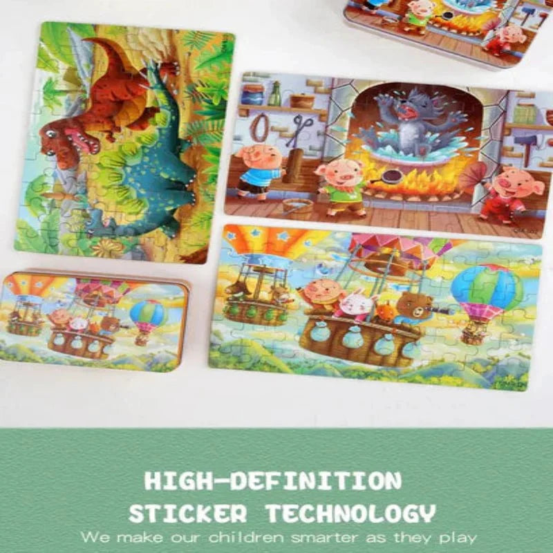 Children’s Jigsaw Puzzle Wooden 60-Piece Animal & Vehicle Designs