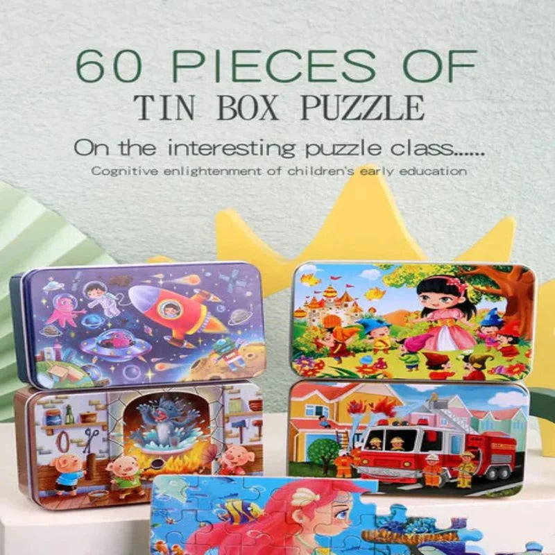 Children’s Jigsaw Puzzle Wooden 60-Piece Animal & Vehicle Designs
