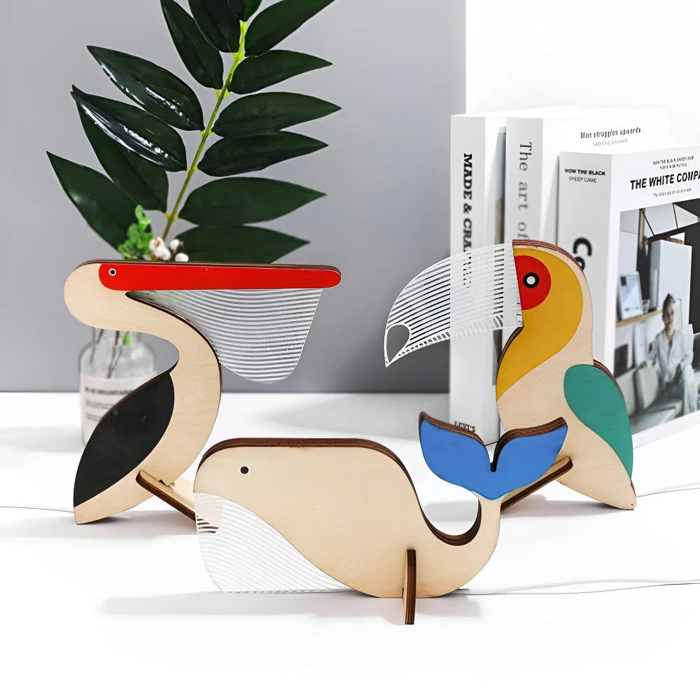 Children's Night Light Solid Wood Warm LED USB Powered