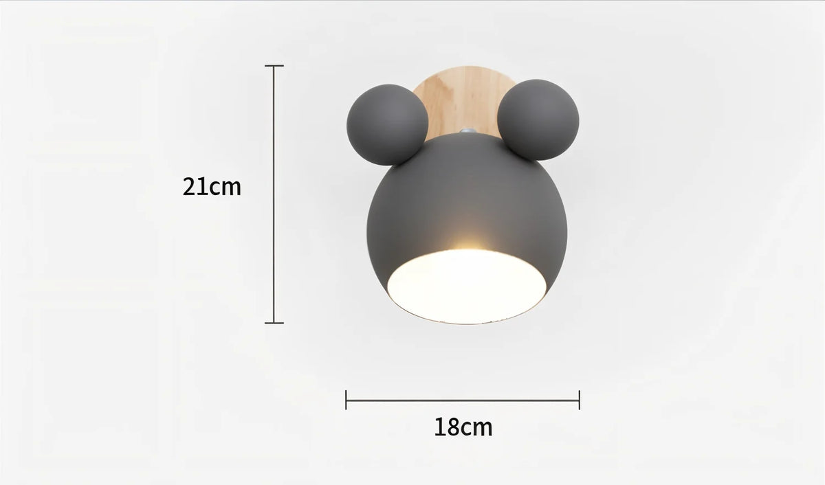 Children's Wall Lamp Mouse Silhouette Rotatable Warm LED & Cool-To-Touch