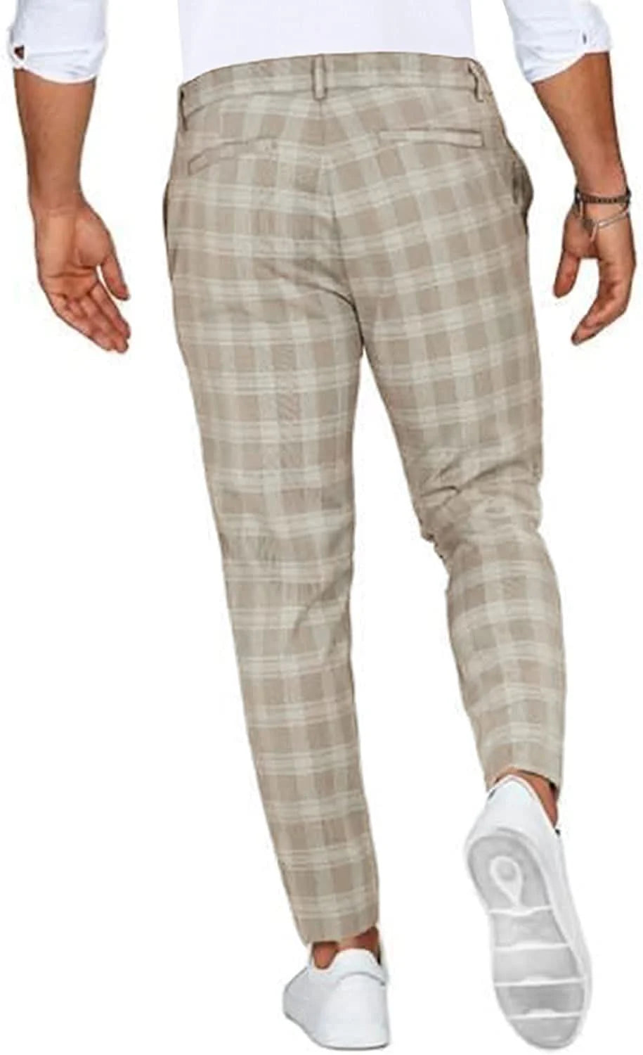 Chino Pants Checked Slim Fit Stretch Fabric
