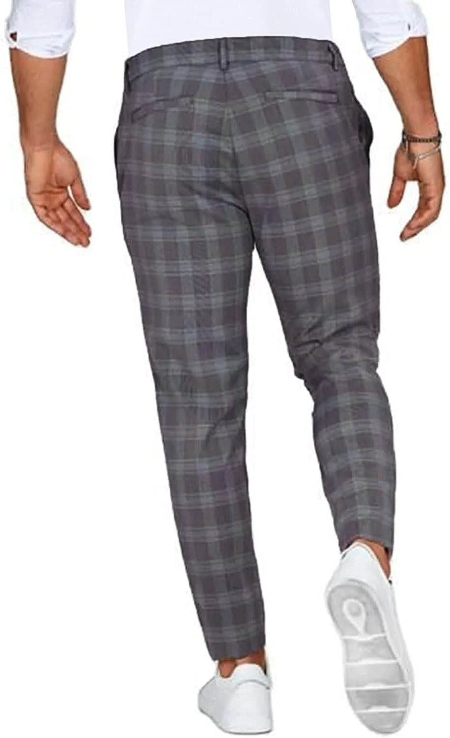 Chino Pants Checked Slim Fit Stretch Fabric