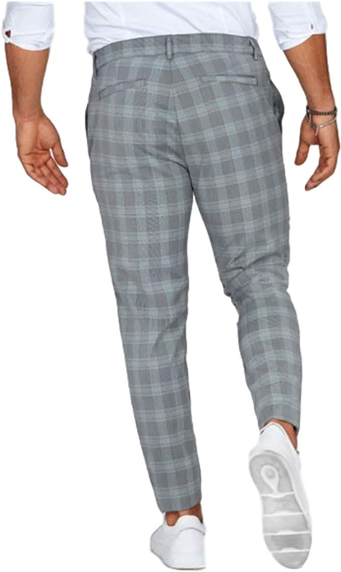 Chino Pants Checked Slim Fit Stretch Fabric