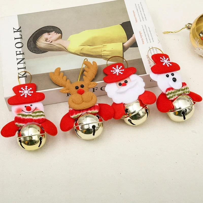Christmas Bell Ornament Santa Motif Color Retentive Finish