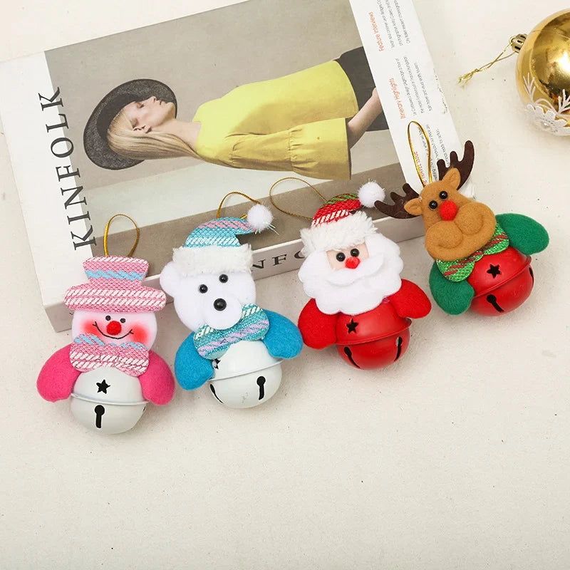 Christmas Bell Ornament Santa Motif Color Retentive Finish