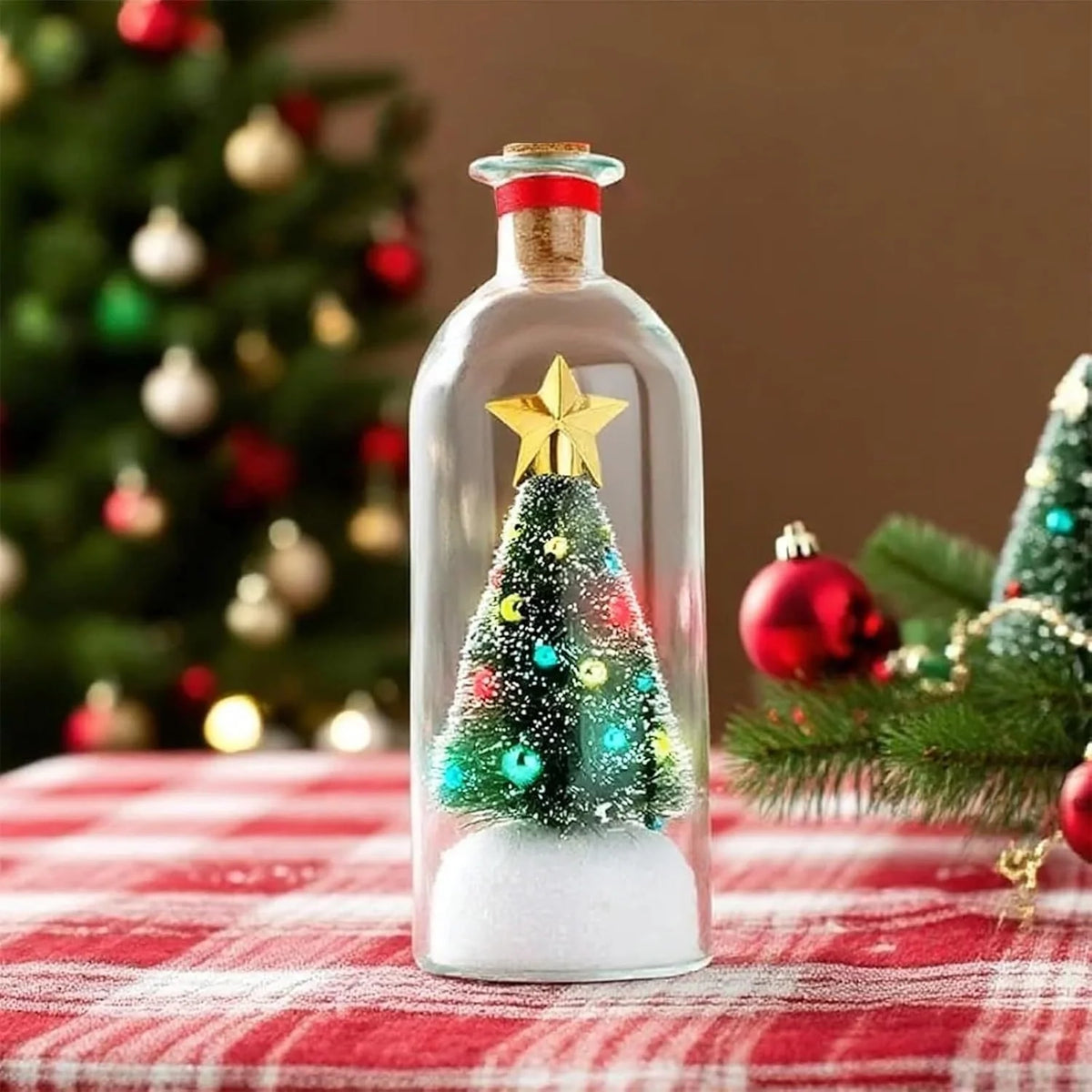 Christmas Bottle Ornament Recordable Voice Message Snowy Tree Scene
