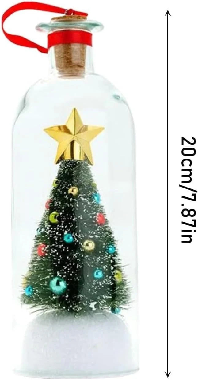 Christmas Bottle Ornament Recordable Voice Message Snowy Tree Scene
