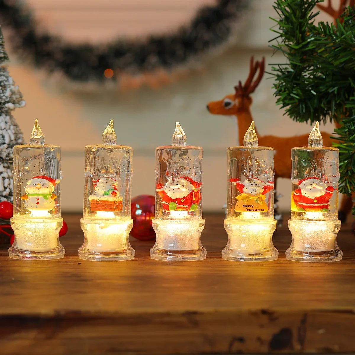 Christmas Candle Figurine LED Warm Glow Battery Free