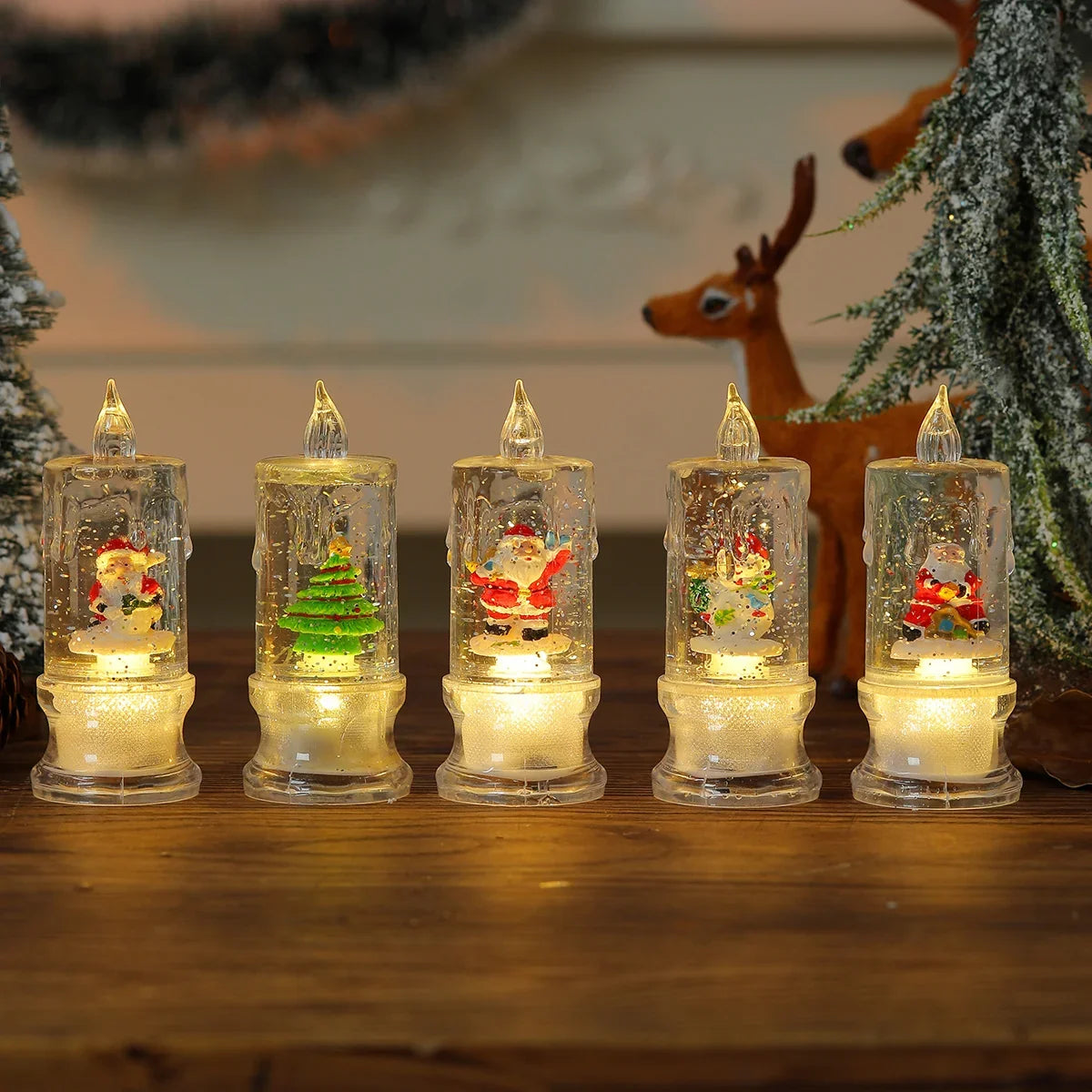 Christmas Candle Figurine LED Warm Glow Battery Free