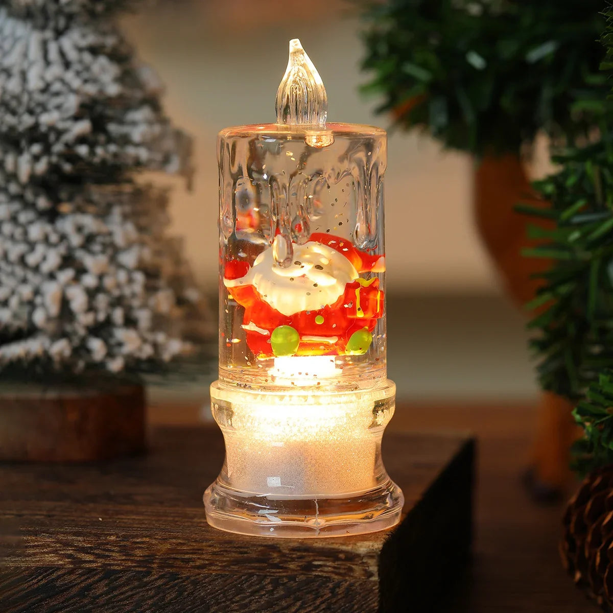 Christmas Candle Figurine LED Warm Glow Battery Free