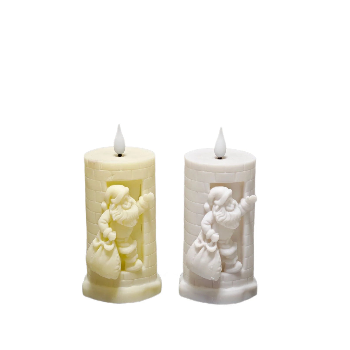 Christmas Candle Santa Motif Even-Burning Fine Wax