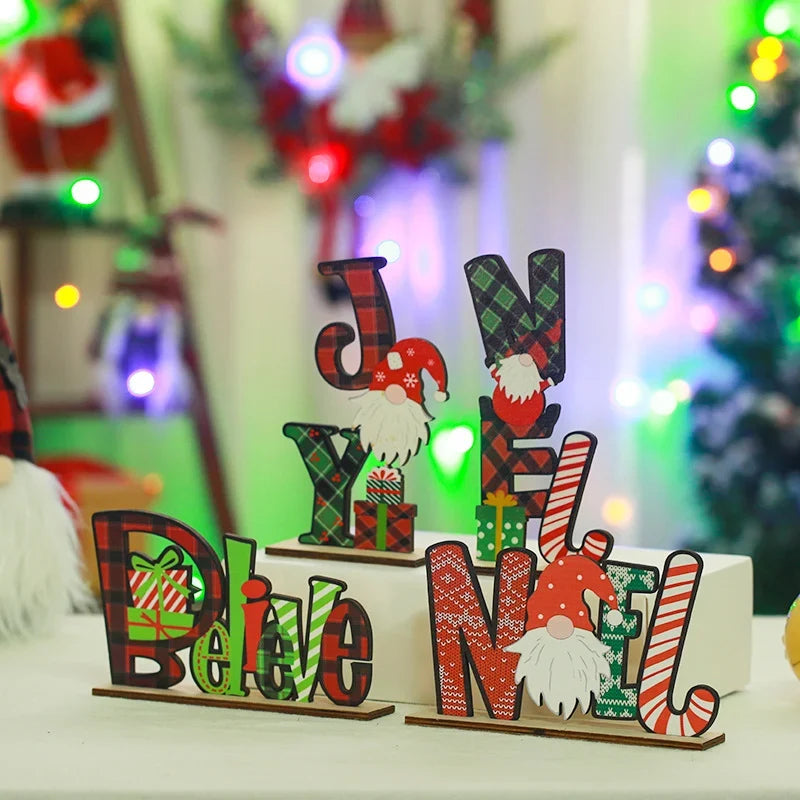 Christmas Decoration Wooden Noel Letters Santa & Gift Motifs