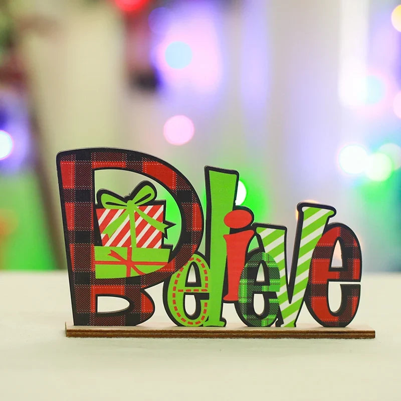 Christmas Decoration Wooden Noel Letters Santa & Gift Motifs