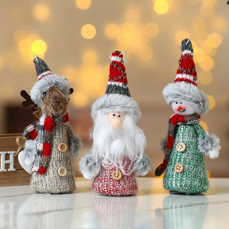 Christmas Figurine Handcrafted Knitted Outfit Tabletop Decor