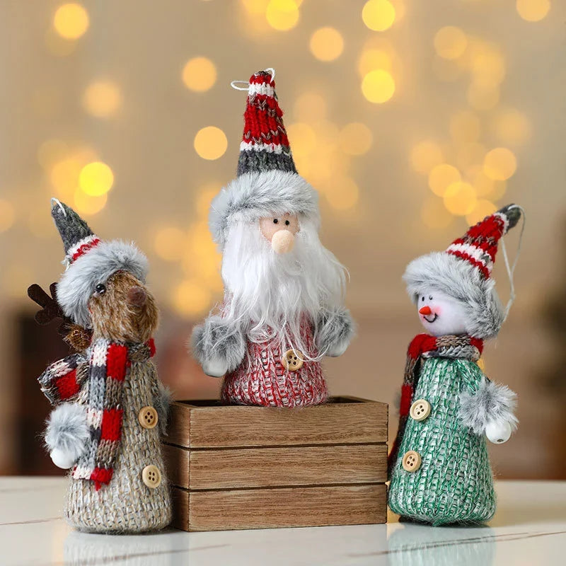Christmas Figurine Handcrafted Knitted Outfit Tabletop Decor