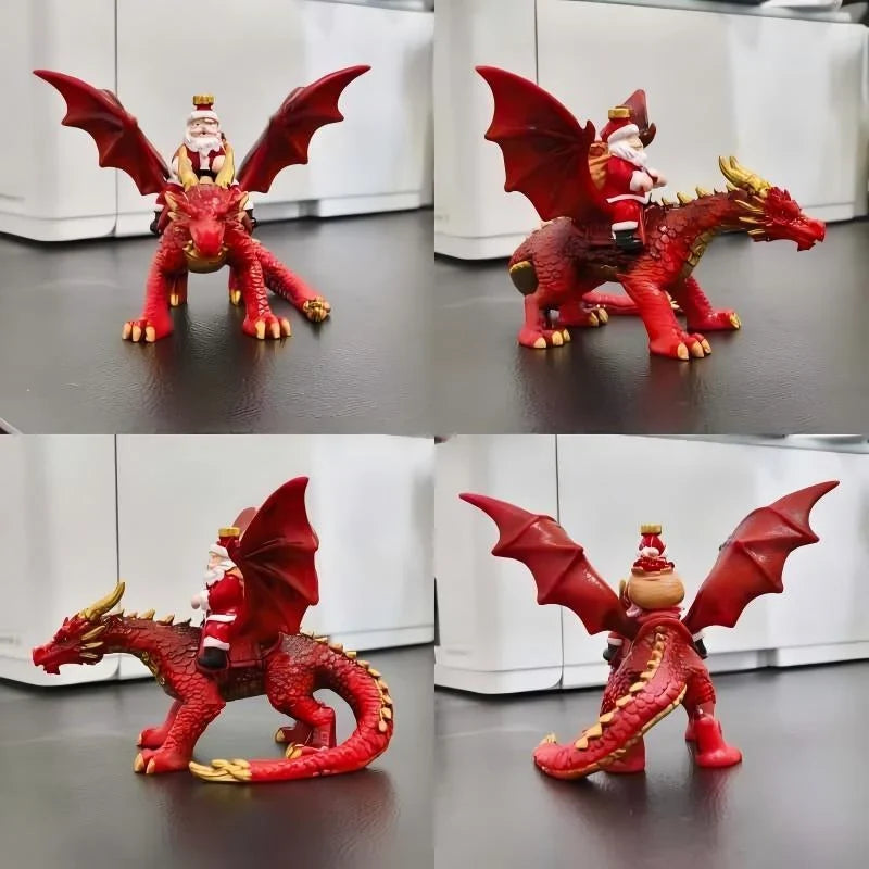 Christmas Figurine Polyresin Santa On Dragon