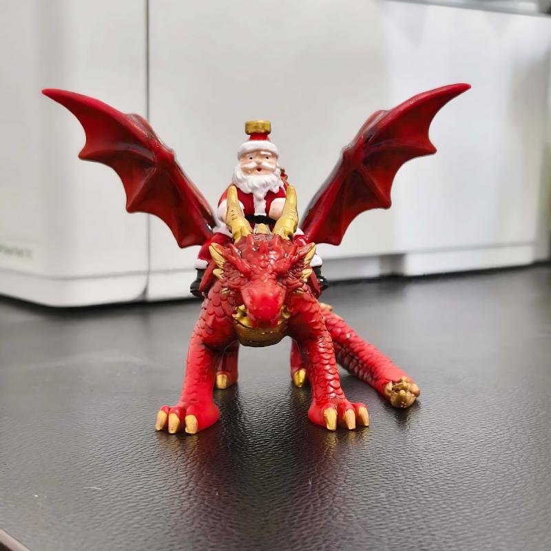 Christmas Figurine Santa On Dragon Durable Polyresin