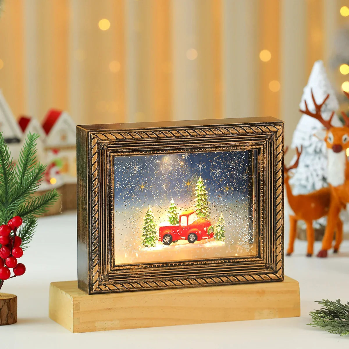 Christmas Figurine Winter Village LED USB Battery Powered