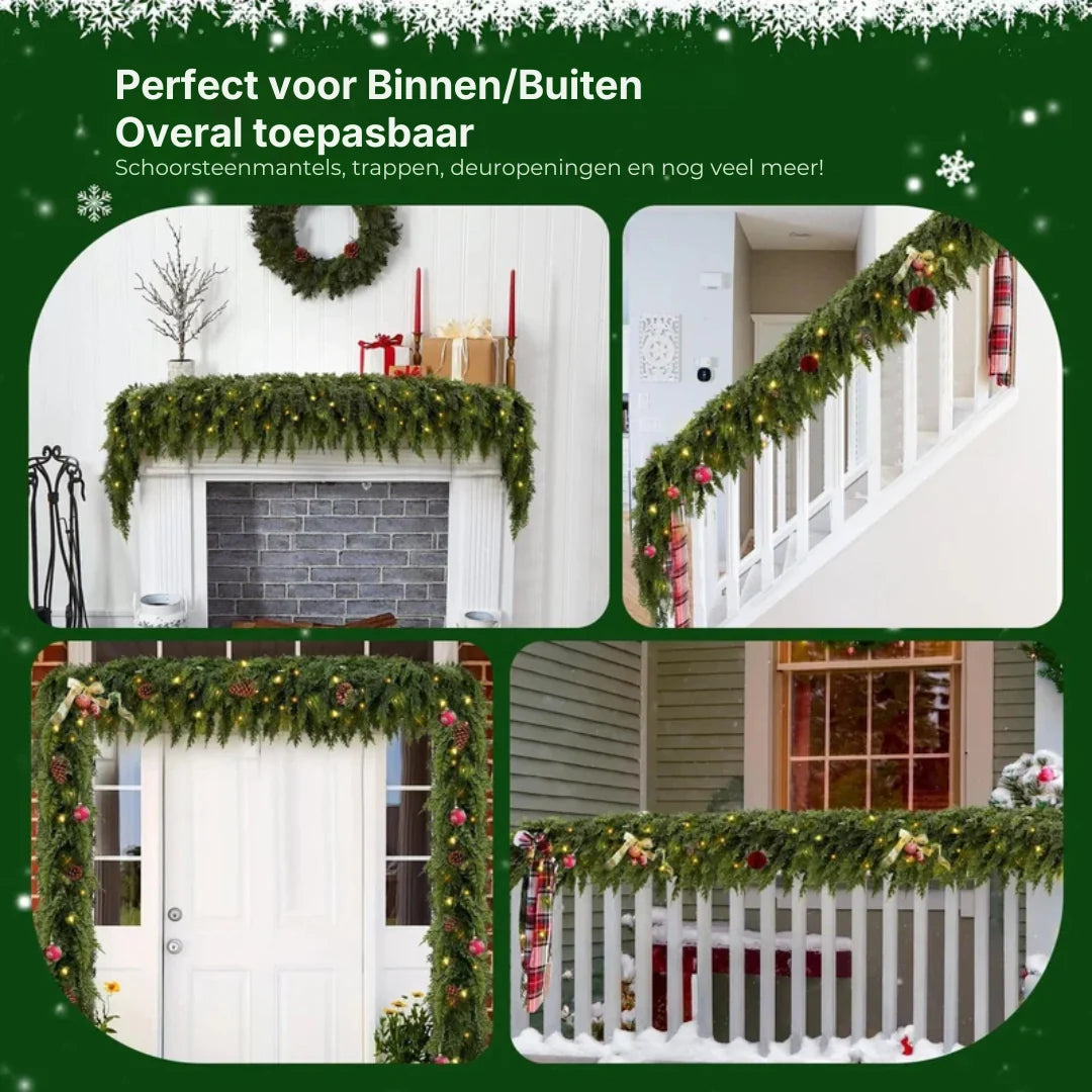 Christmas Garland Artificial Cedar Warm White LED Lights