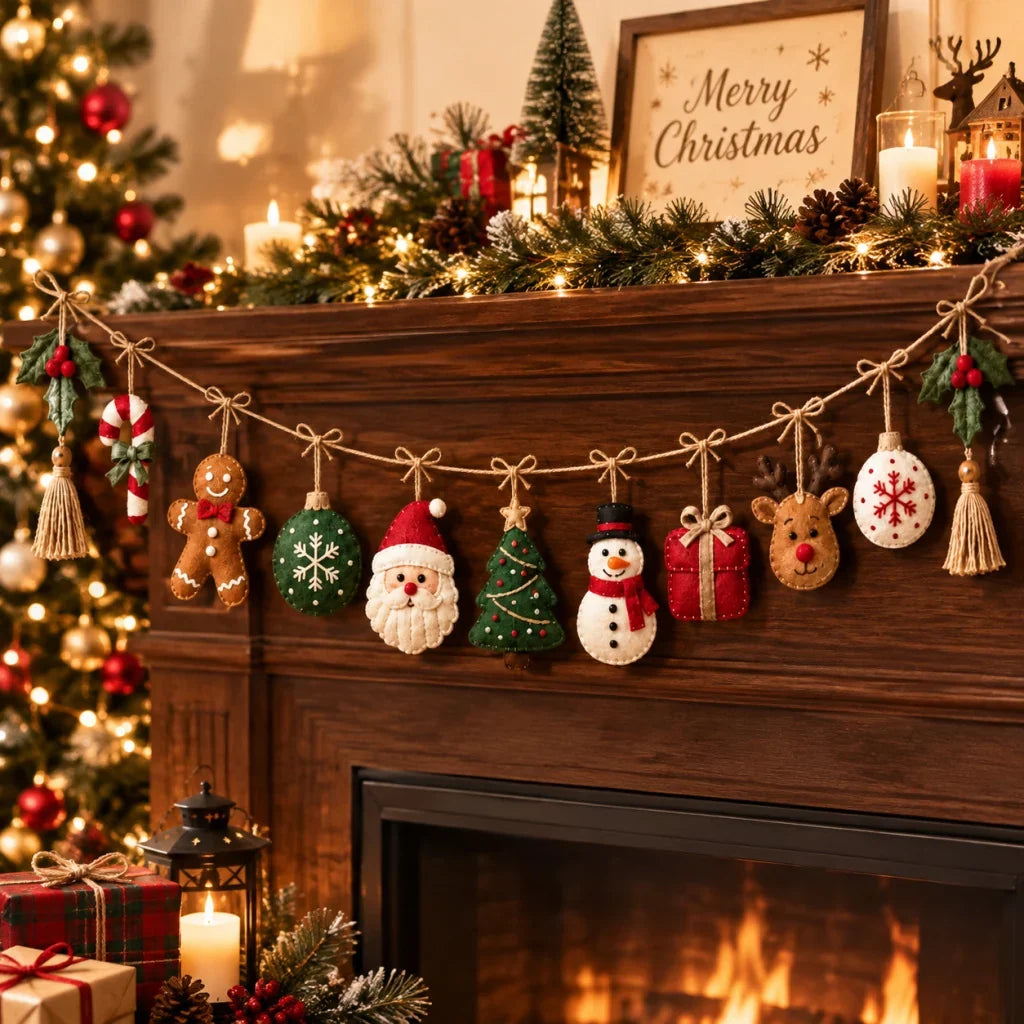 Christmas Garland Handmade Felt Durable & Reusable