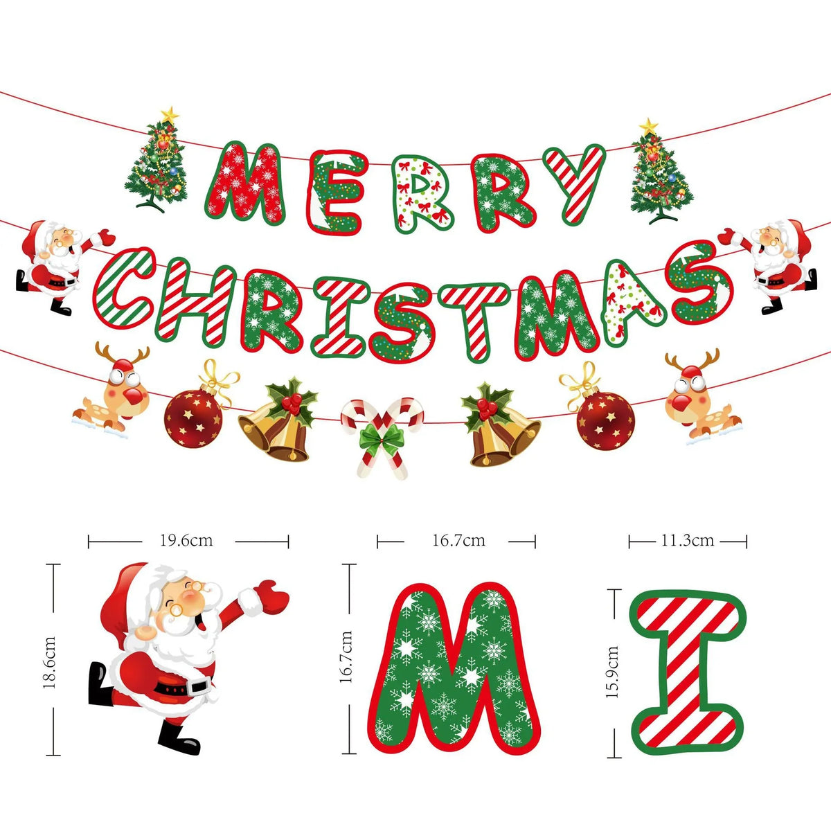 Christmas Garland Pre-Strung Glitter Indoor Outdoor