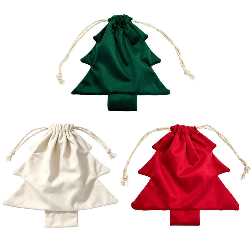 Christmas Gift Bag Tree Shape Durable Fabric & Drawstring
