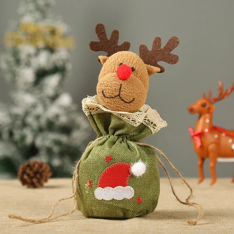 Christmas Gnome Figurine Gift Sack Traditional Motifs